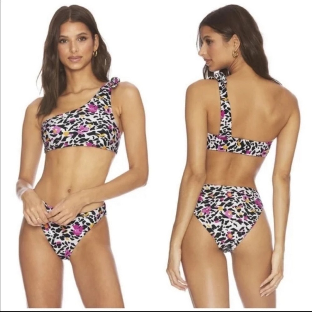 beach riot black and pink leopard print bikini